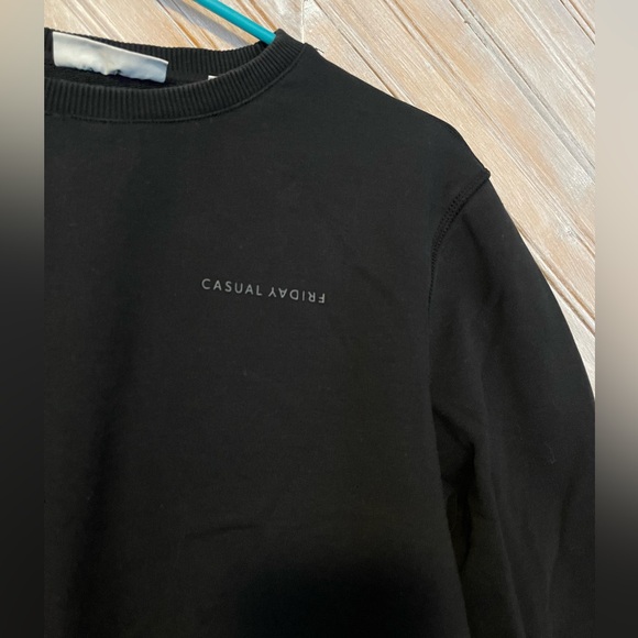 Casual Friday black crewneck pullover sweater 100% cotton soft warm basic plain - Picture 4 of 11